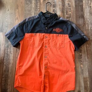 Harley-Davidson Men's Two-Tone Orange and Black Shirt